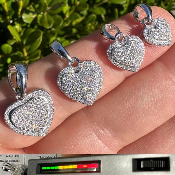 Real 925 Moissanite Diamond Heart Pendant - Picture 2 of 4